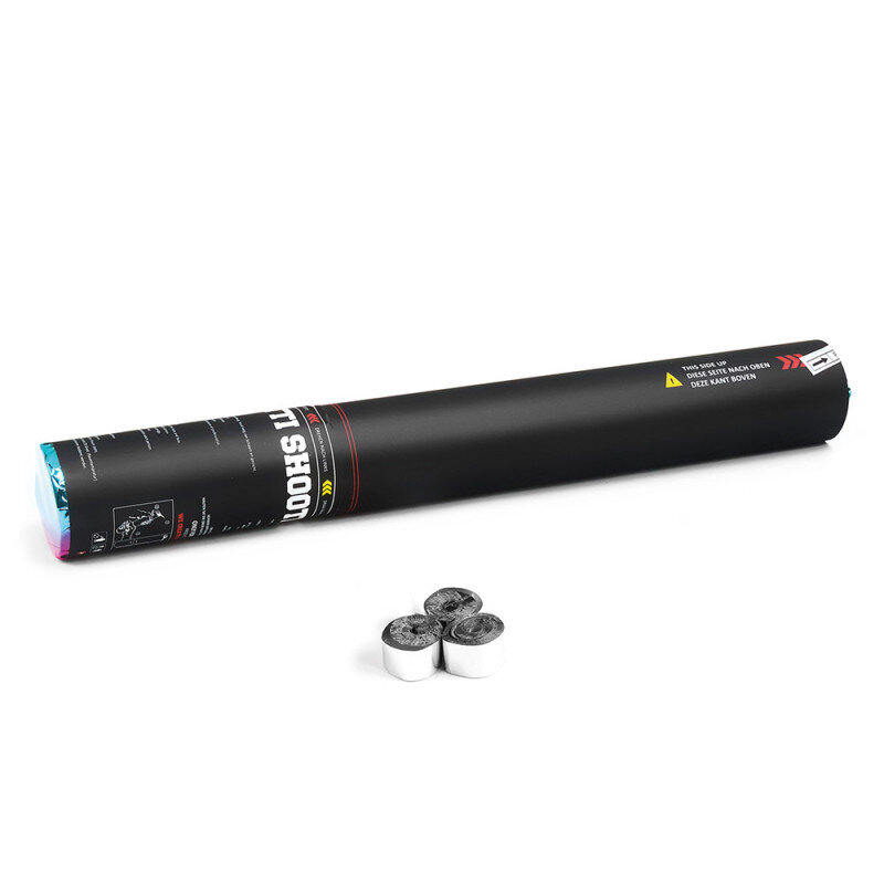 The Confetti Maker Handheld Cannon 50 cm metallic streamer - Silver HS03SLM